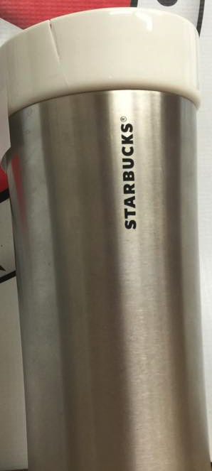 2011 White Ceramic Lined Stainless Steel Starbucks Coffee Travel Mug