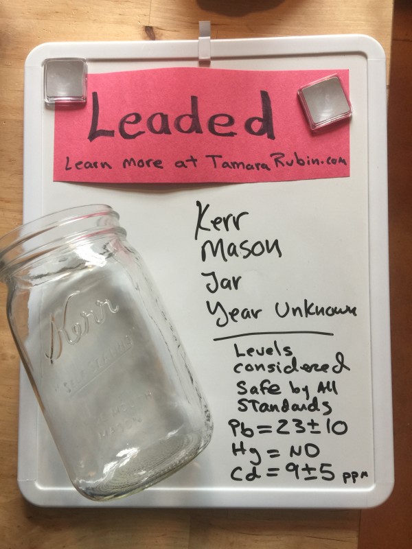 Mason Jars ... Kerr Brand: 23 ppm Lead (+ Cadmium too). WAIT! Don't Panic! Read post instead! TIA.