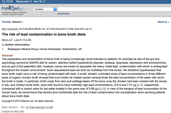 Is there an unsafe level of lead in bone broth?