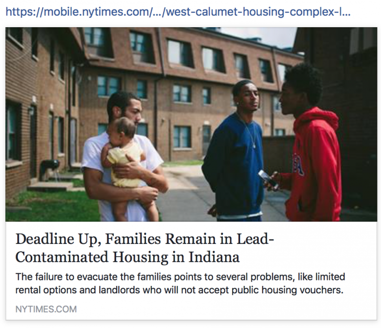 Deadline Up, Families Remain In Lead Contaminated Housing in Indiana