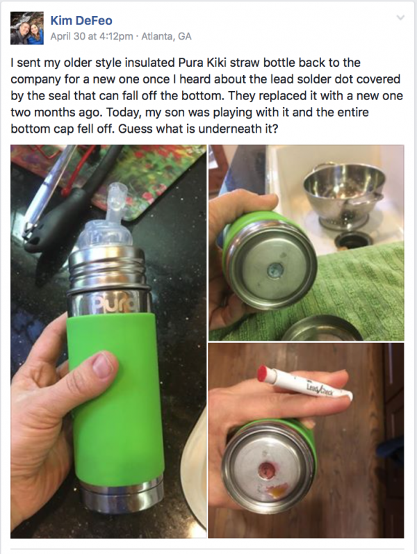 Pura Kiki Stainless Insulated Baby Bottles: one of the more egregious examples of a "green-branded" baby bottle with unsafe levels of Lead.