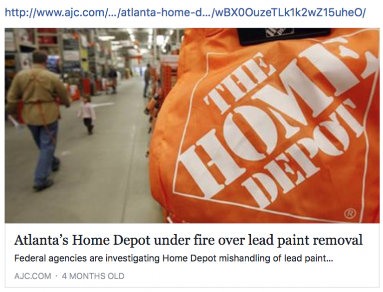 #HomeDepot: Atlanta’s Home Depot Under Fire Over Lead Paint Removal