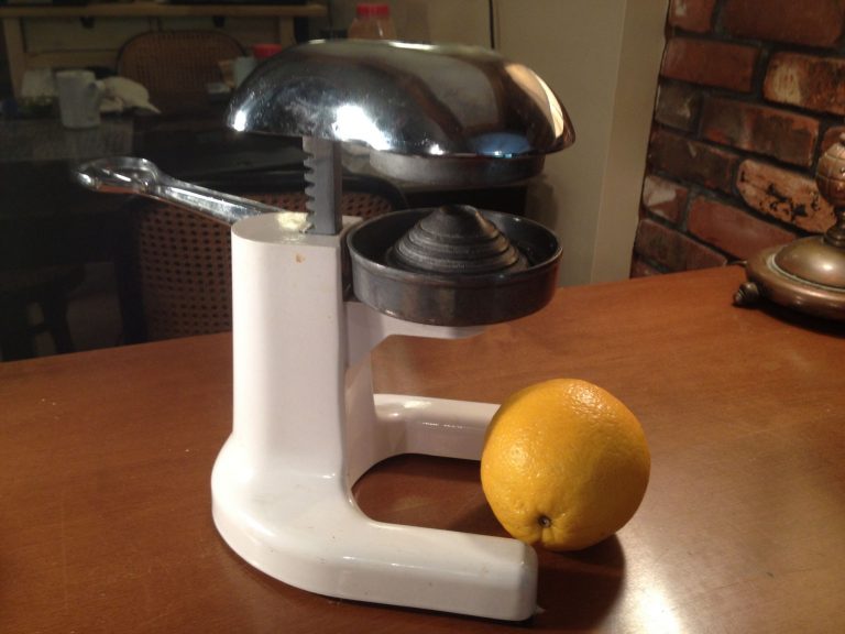 Vintage stand hand citrus juicer: 2,254 ppm Lead on the bare metal food contact surface. 90 ppm is unsafe for children.