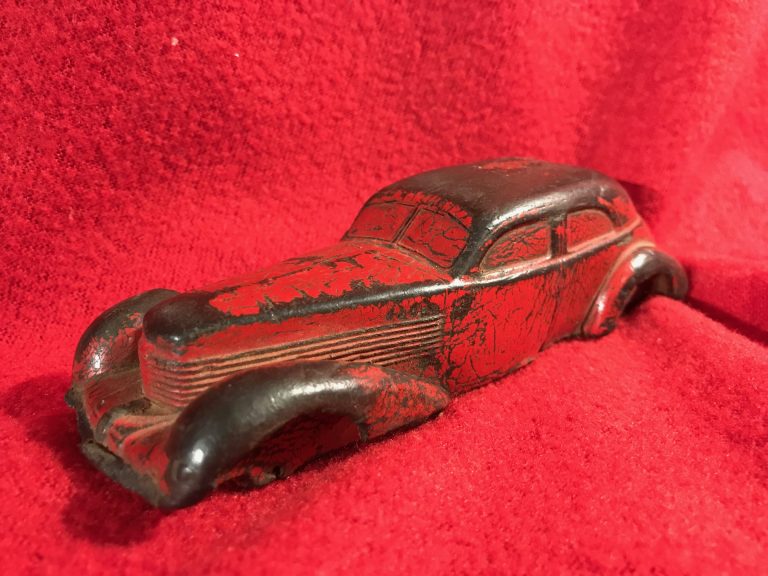 Vintage toy Ford “Front Drive” car, painted with red Lead paint: 723 ppm Lead (90 ppm & up is unsafe for kids)