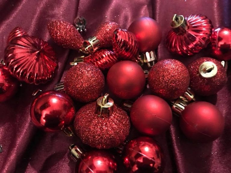 Plastic small red Christmas ornaments