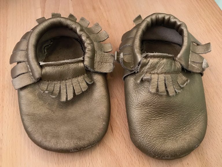 Gold Painted Leather Baby Shoes: 1,674 ppm Lead [above 90 ppm is unsafe (& illegal) in children’s items.]