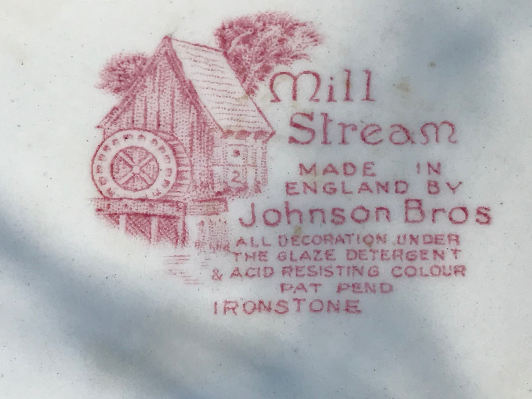 Johnson Brothers Mill Stream Vintage Ceramic Ironstone Plate, Made In England