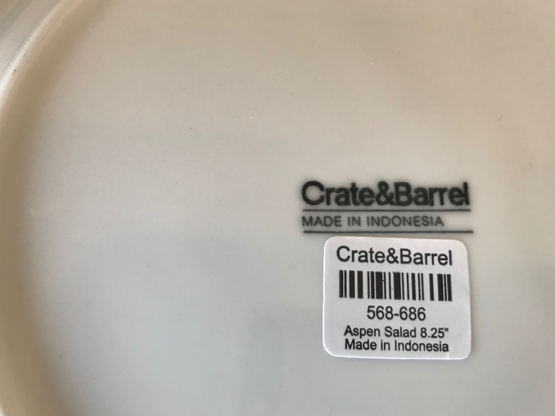 2018 New Crate & Barrel "Aspen" Made In Indonesia White Ceramics