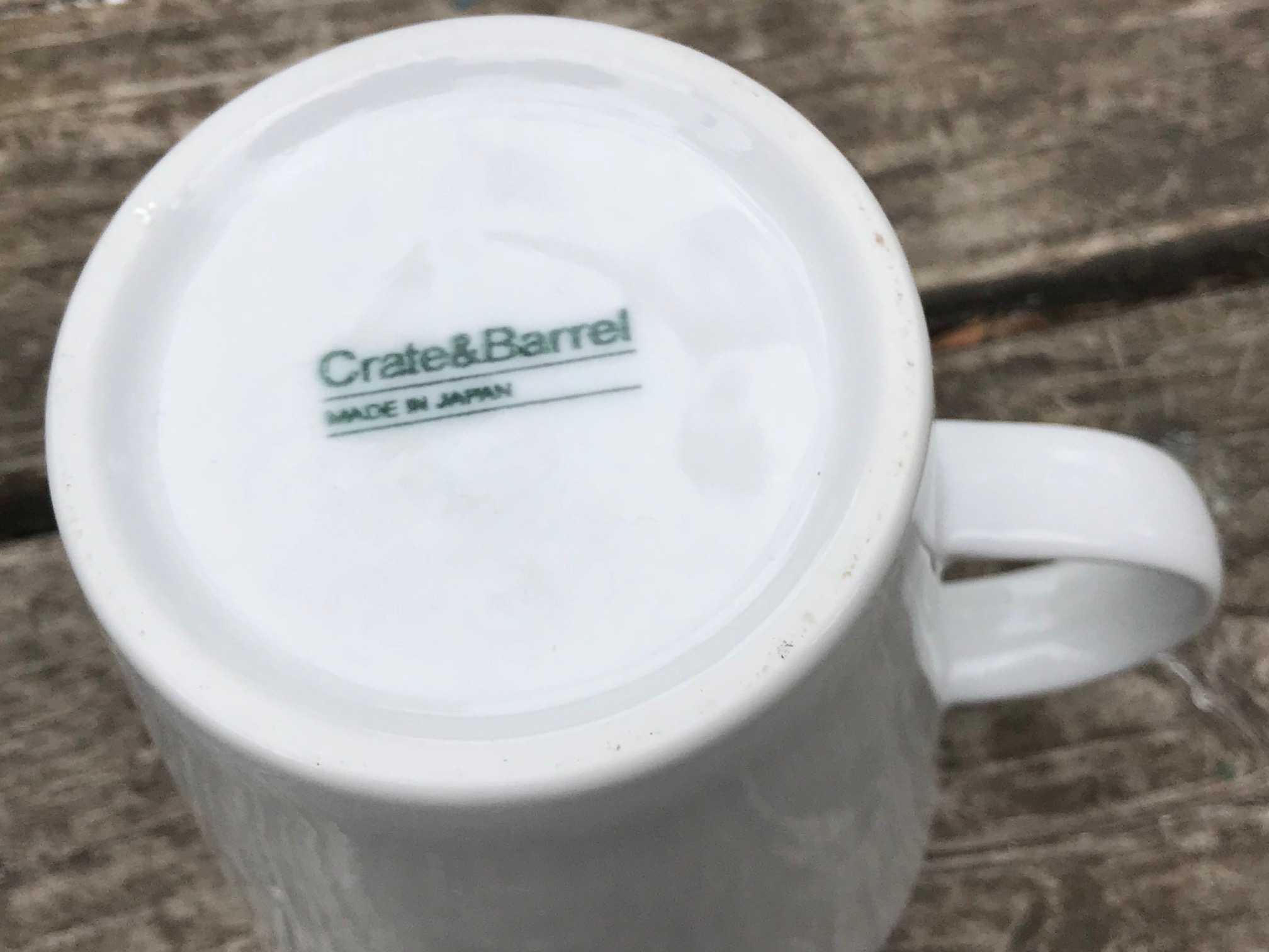 Crate & Barrel Made In Japan White Ceramic Mug