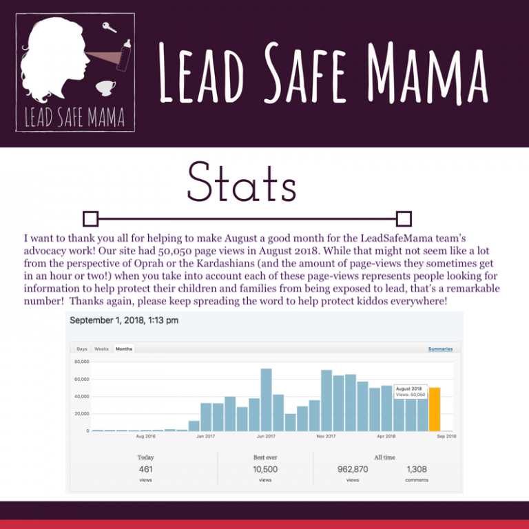 Thank you for visiting my website in August of 2018! #LeadSafeMama #Stats