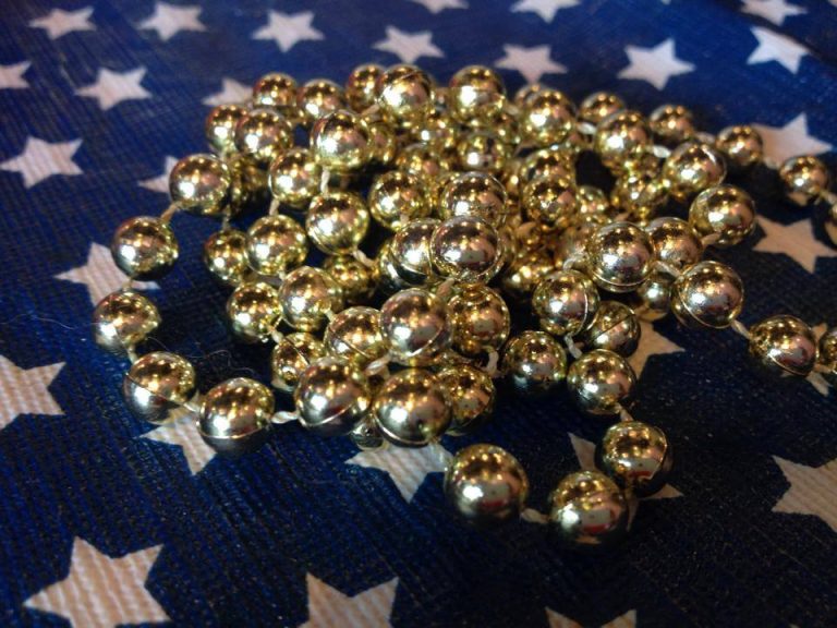 2014 Golden Mardi Gras Beads; 1,127 ppm Lead (Pb). 90 ppm & up is unsafe! Please don’t let children play with these.