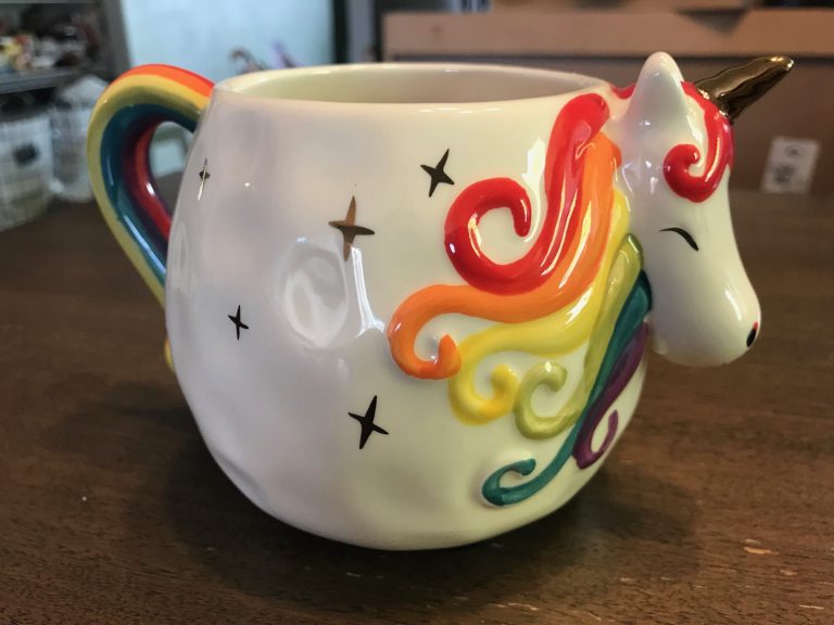 2018 ‘Natural Life” Rainbow Unicorn Mug: 891 ppm Lead + 218 ppm Cadmium [90 ppm Lead is unsafe, 40 ppm Cadmium]