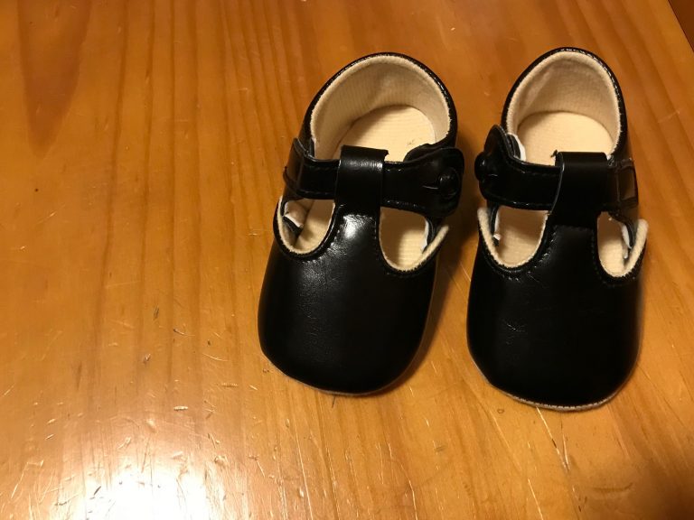 Off-Brand Faux Leather Black Button Up Baby Shoes: 3,883 ppm Lead + 51 ppm Arsenic! [90 ppm Lead is unsafe for kids]