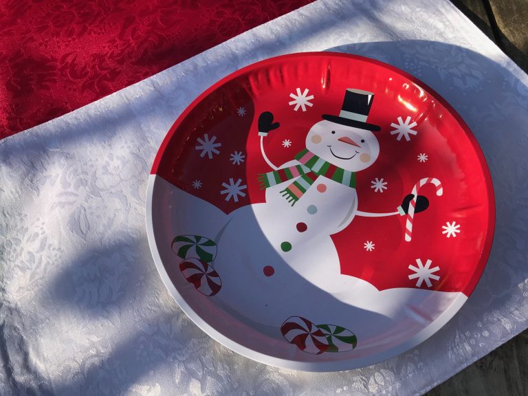 2018 Dollar Store Snowman Design Metal Tray/ Plate: Lead-Free!