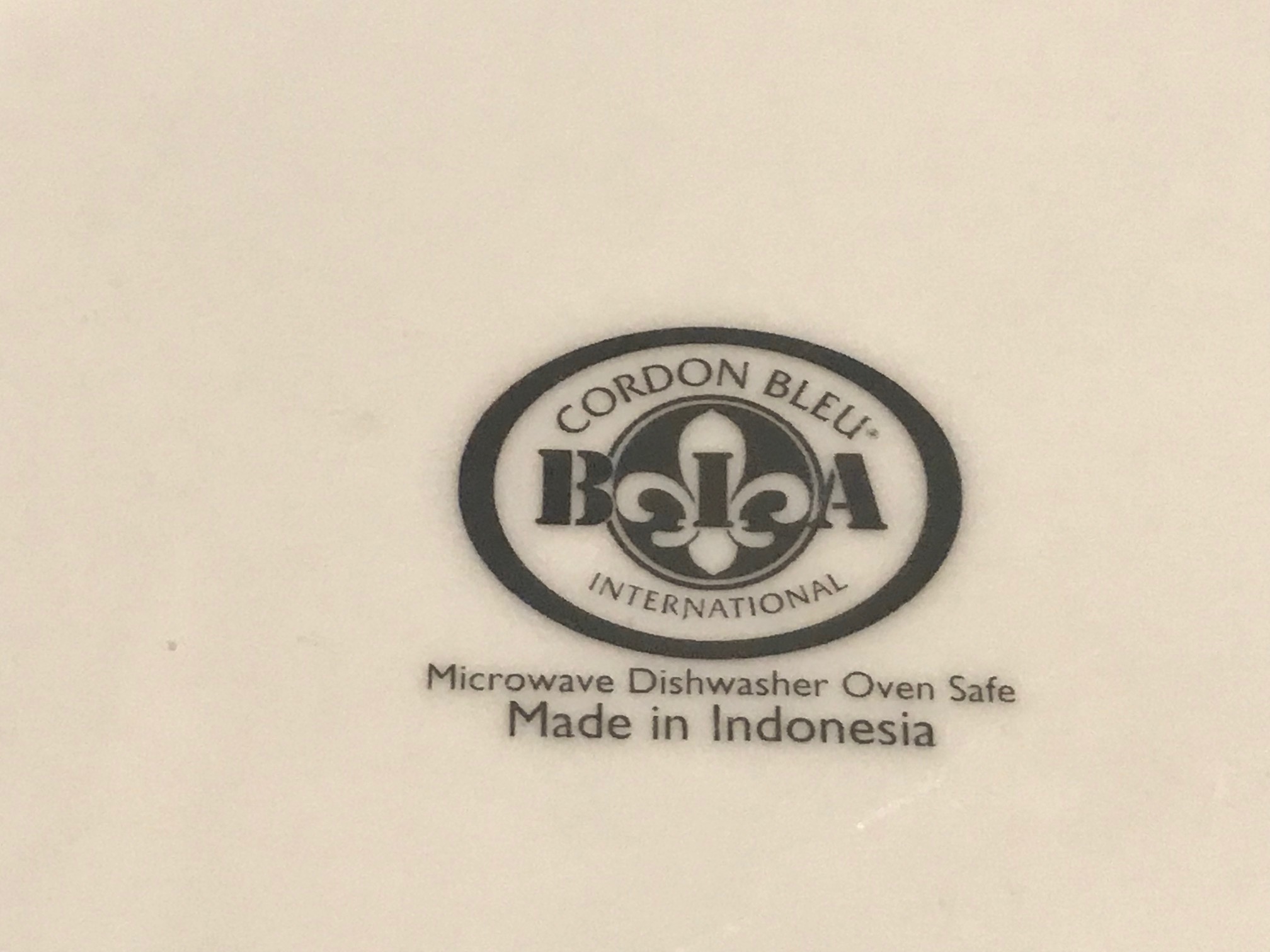 BIA Cordon Bleu Plain White China Plate, Made in Indonesia: 6,081 ppm Lead (in the bottom logo.)