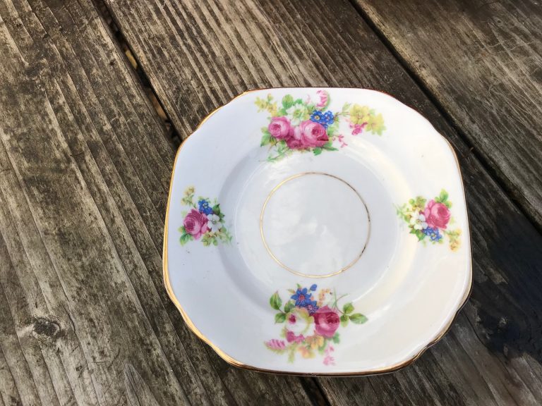 Duchess Bone China Saucer, Made In England – Rose Pattern: 70,900 ppm Lead