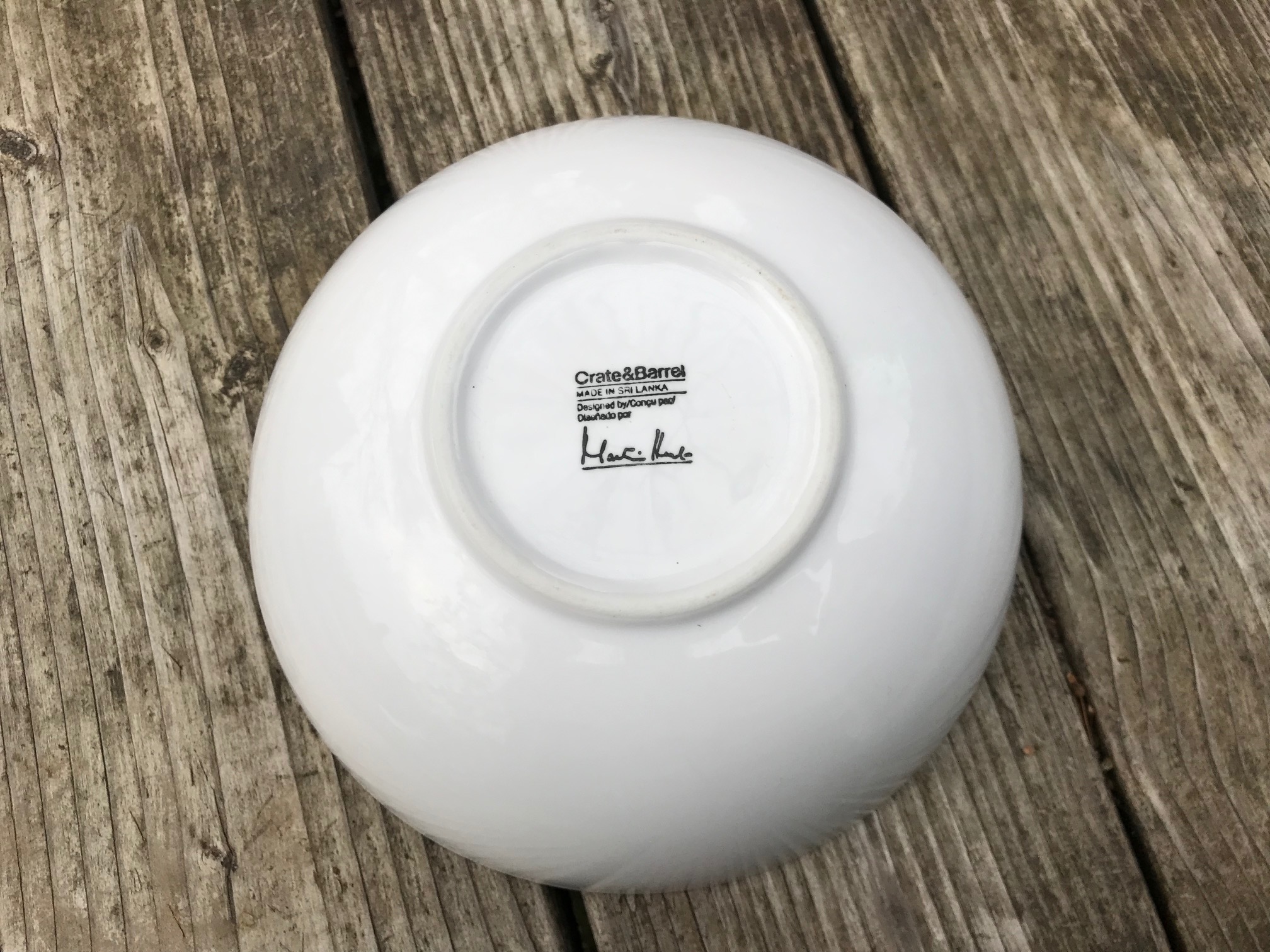 Large White Ceramic Crate & Barrel Martin Hunt Bistro Bowl