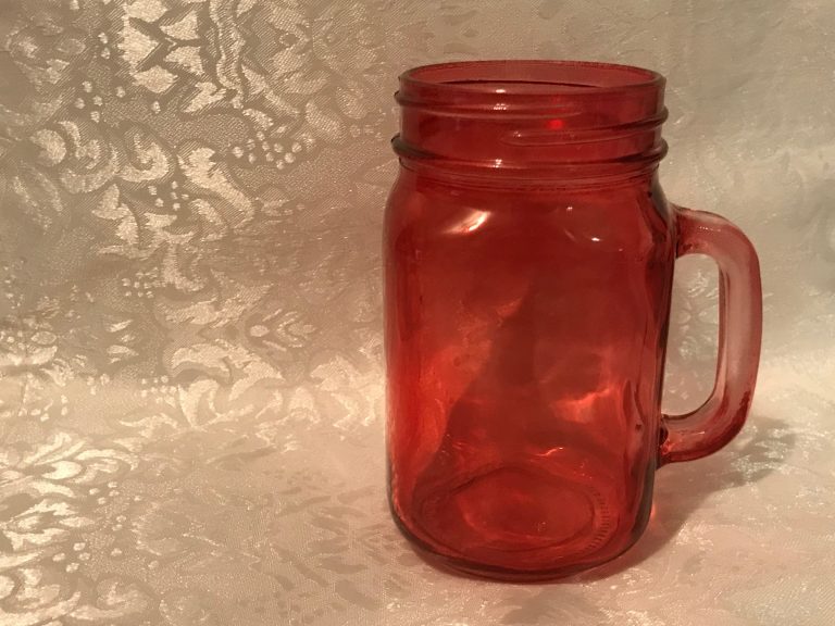 2018 Dollar Store Red Glass Mason Jar Coffee Mug: 11 ppm Cadmium