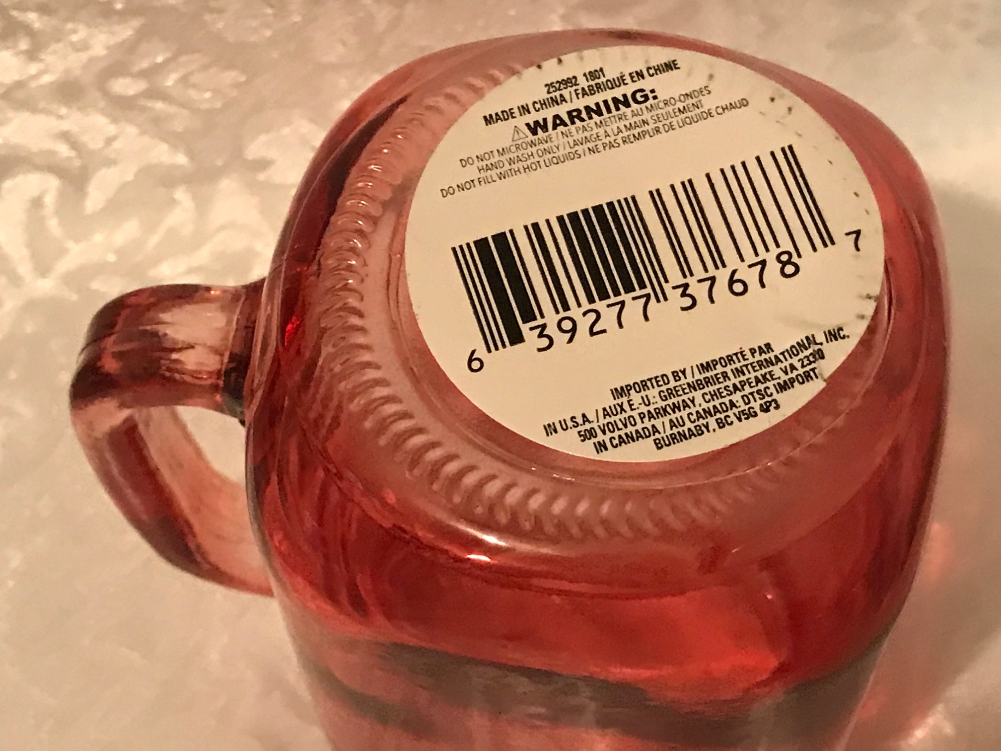 2018 Dollar Store Red Glass Mason Jar Coffee Mug: 11 ppm Cadmium