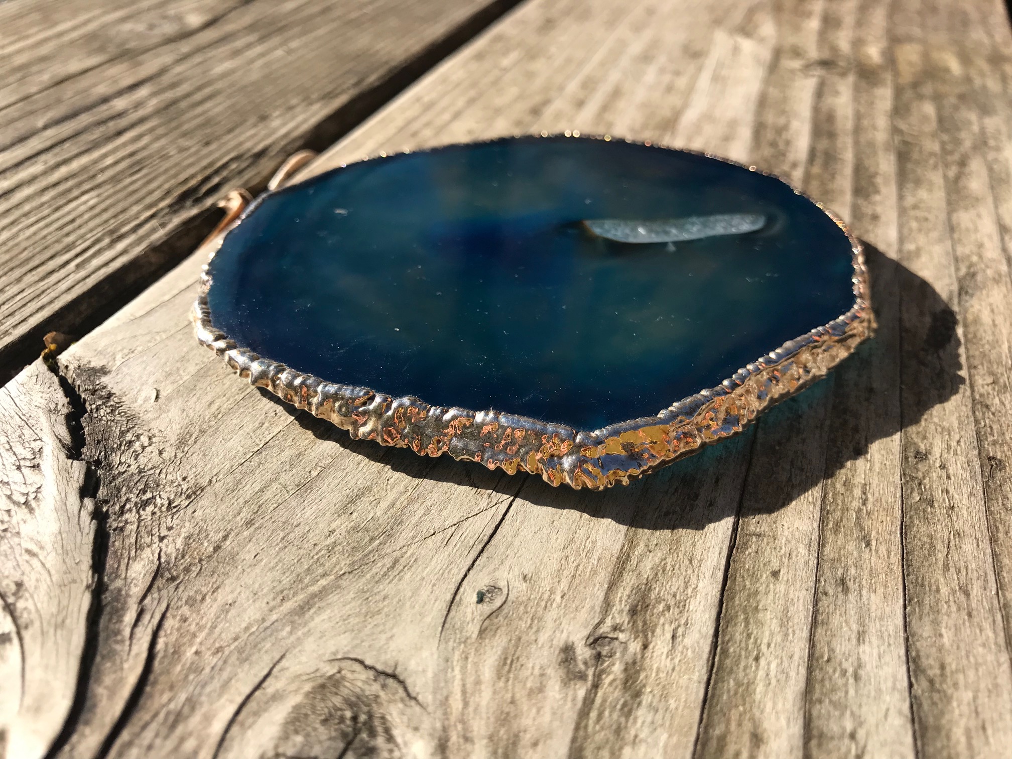 XRF Test Results for Stephen D. Evans Electroplated & Dyed Blue Agate Coaster