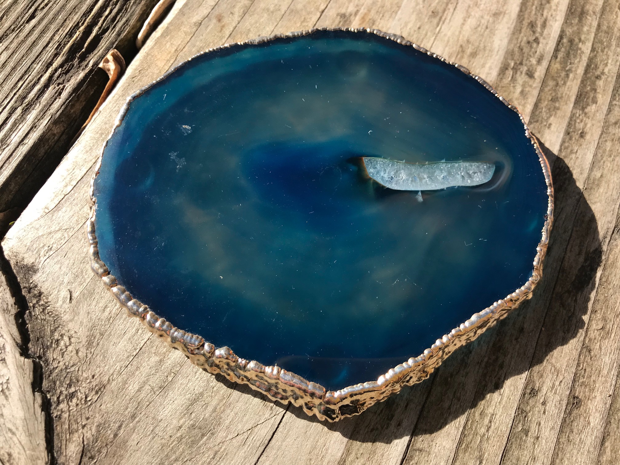 XRF Test Results for Stephen D. Evans Electroplated & Dyed Blue Agate Coaster