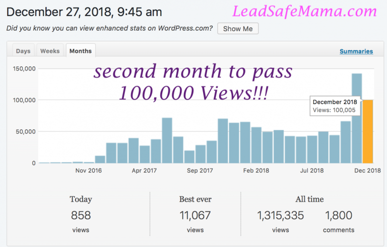 December 2018 just became the 2nd month ever on my site to pass 100,000 unique views (following up on last month)! Thank you for reading and sharing my posts!