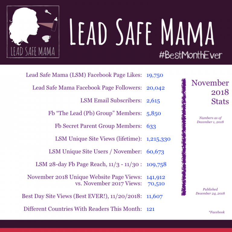 #LeadSafeMama Stats: 141,912 page-views by 60,673 readers in 121 Countries in November 2018 alone.