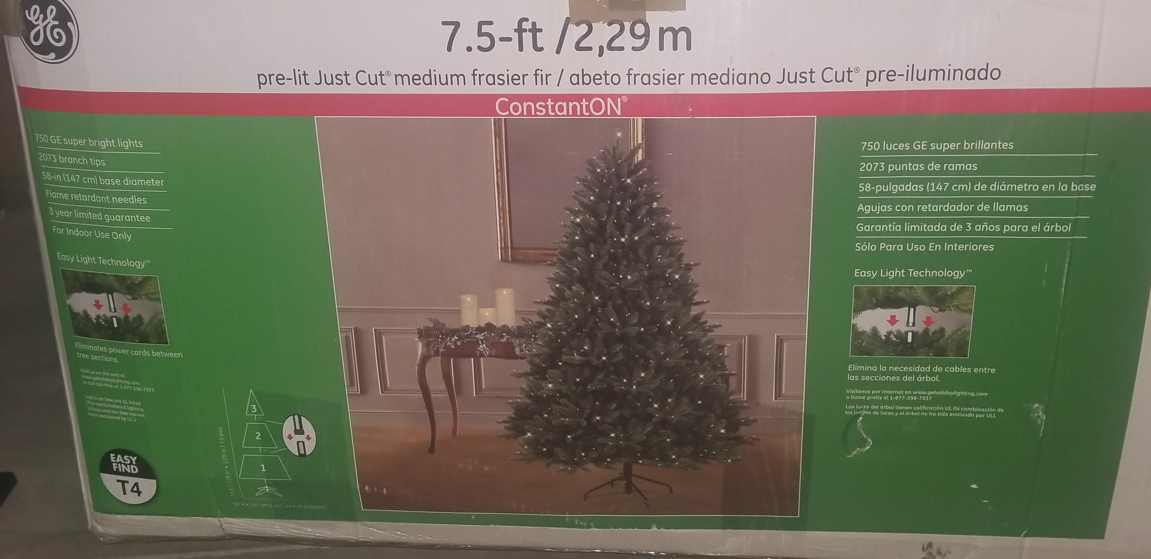 Artificial GE Pre-Lit Christmas Tree Purchased c. 2016 from Home Depot: Lead Free