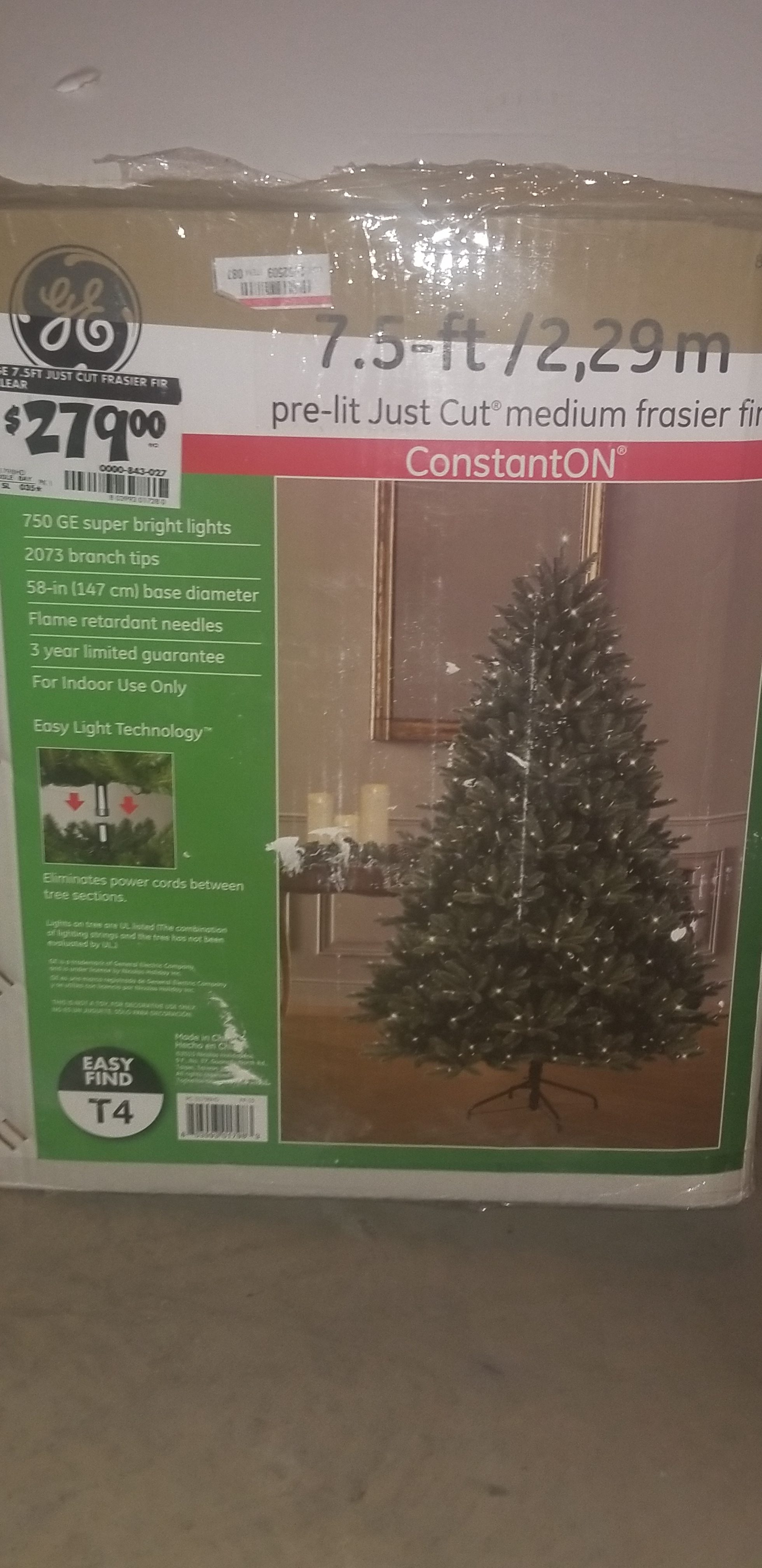 Artificial GE Pre-Lit Christmas Tree Purchased c. 2016 from Home Depot: Lead Free