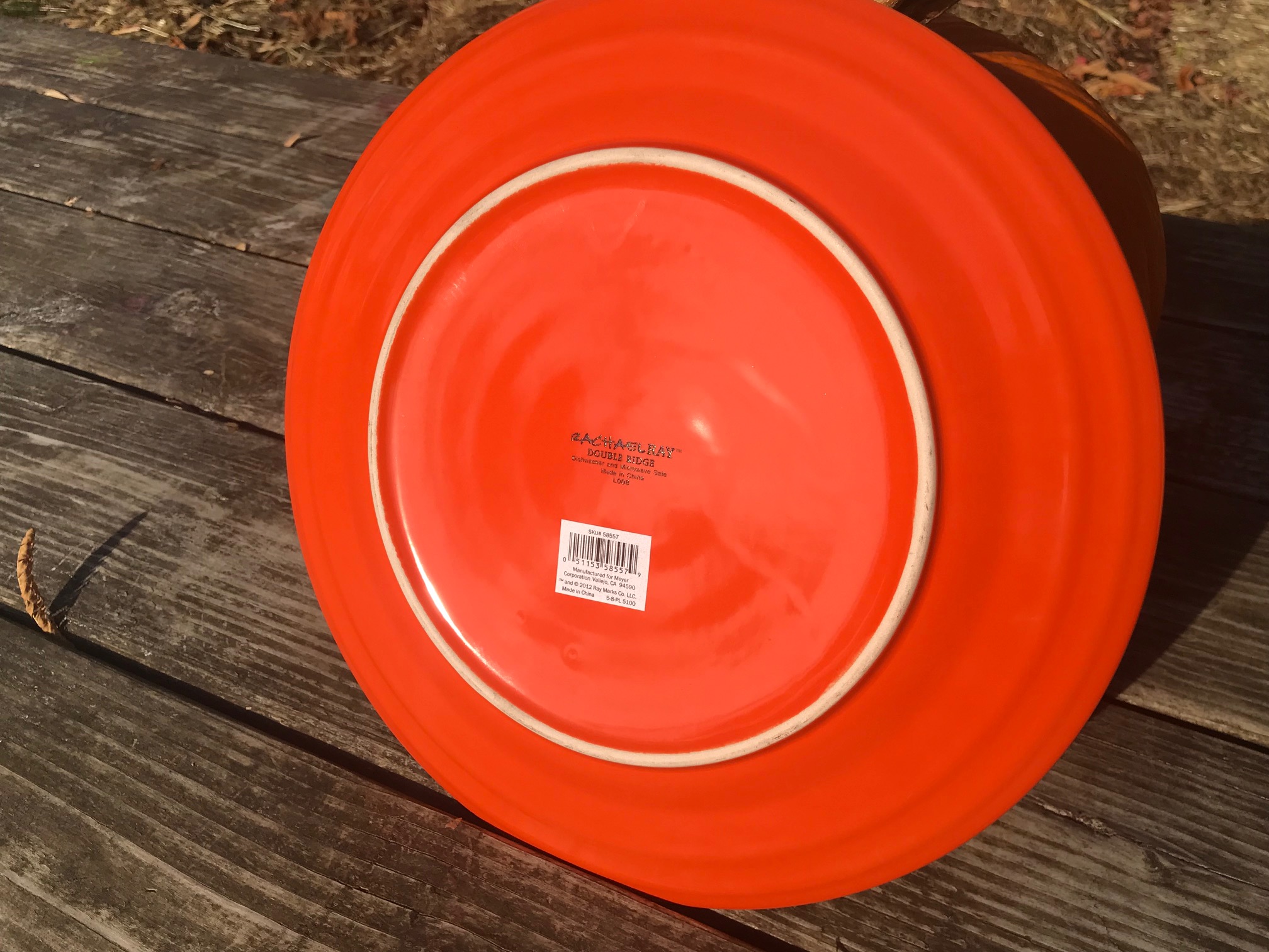 2018 Dollar Tree Store Rachael Ray Orange Glazed "Double Ridge" Ceramic Plate: 985 ppm Cadmium