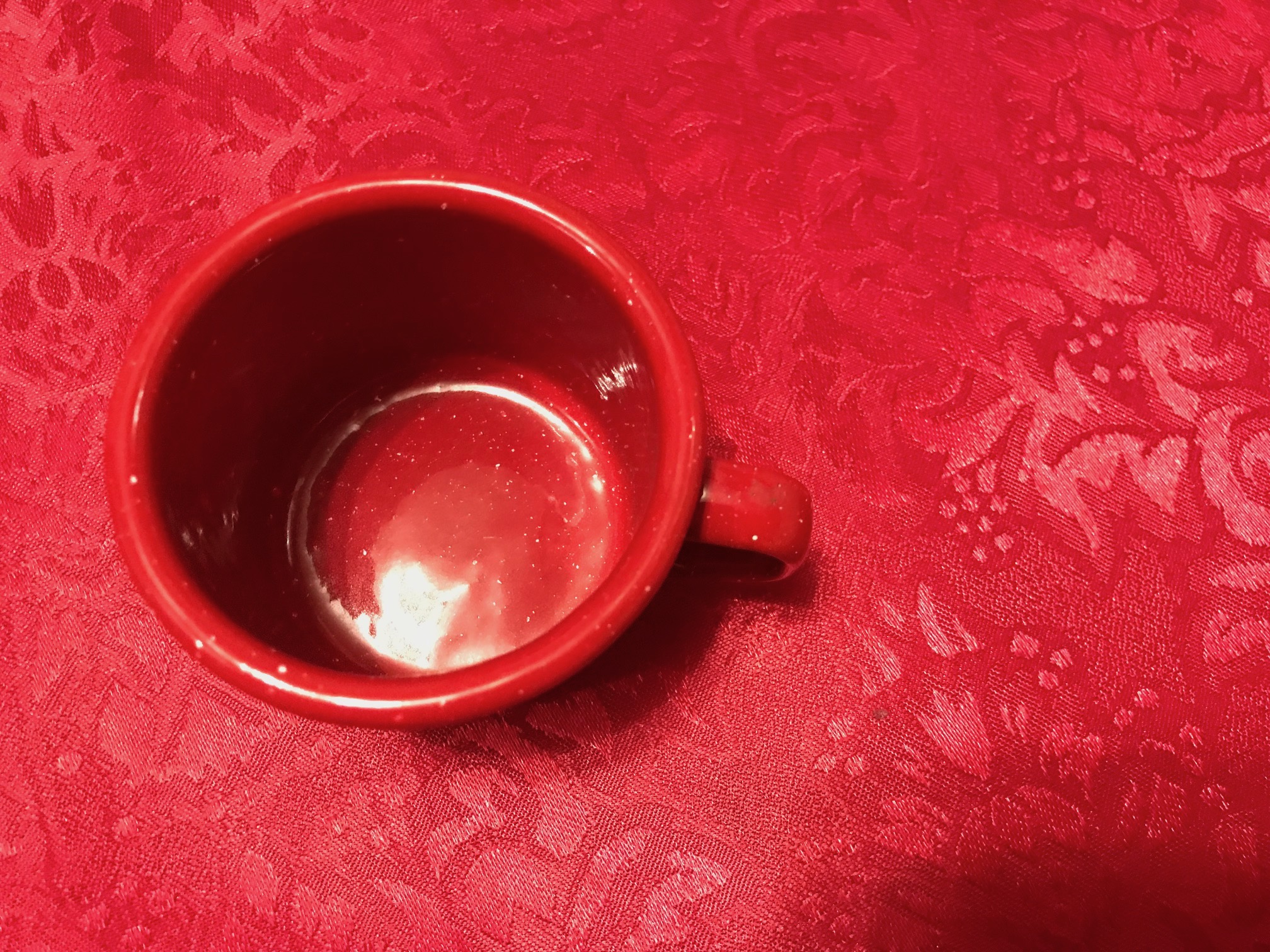 Small Red & White Speckled GSI Outdoors Enamelware "Baby Cup": 16,200 ppm Cadmium!