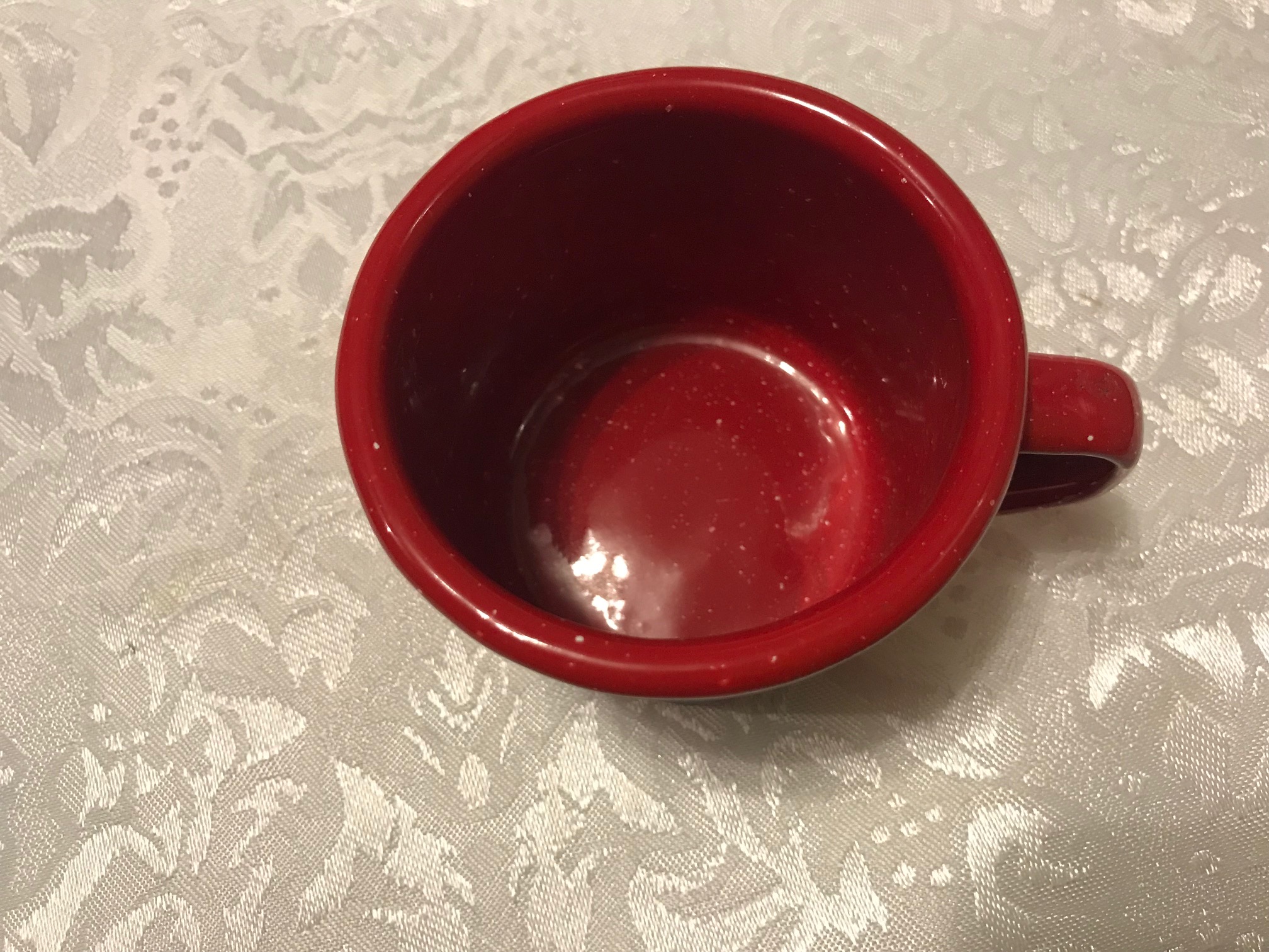 Small Red & White Speckled GSI Outdoors Enamelware "Baby Cup": 16,200 ppm Cadmium!