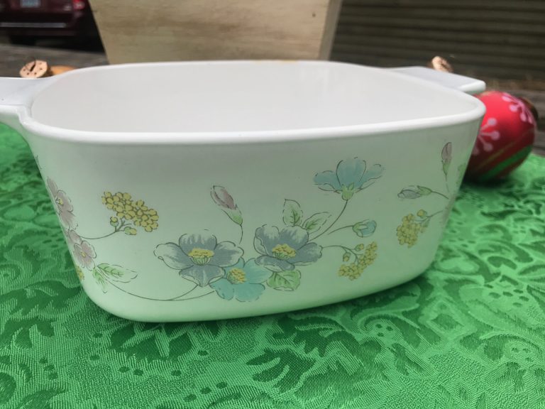 Corningware (c. 1985-1990) Pastel Bouquet Pattern Casserole: 20,400 ppm Lead + 205 Cadmium [90 ppm Lead is toxic.]