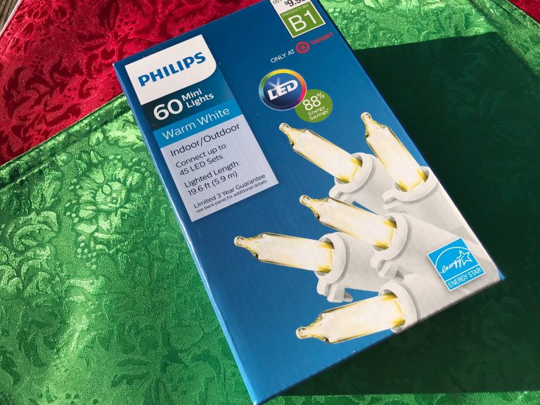 Target-branded Philips plug-in Warm White LED Christmas lights strand with white wire: Lead-free!!