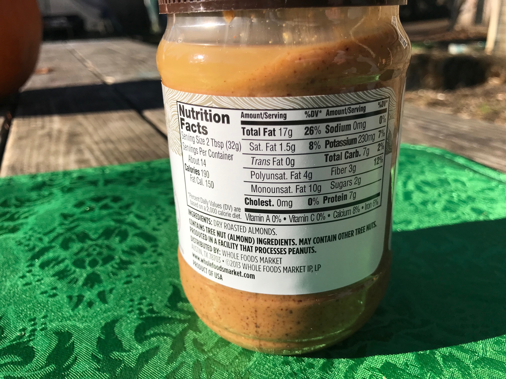 Antimony (Sb) Found in Plastic Jar for "365" Whole Foods Brand Almond Butter