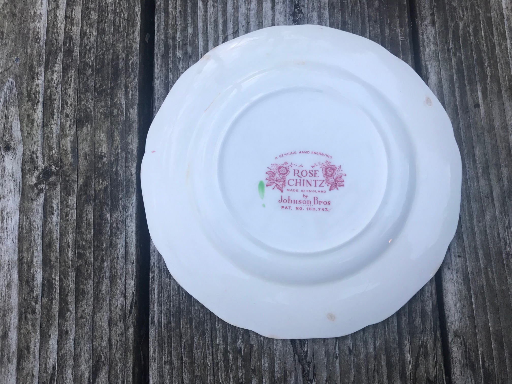 Johnson Brothers Rose Chintz Made In England Small China Plate: 49,300 ppm Lead [almost 5%!], 87 ppm Antimony. Johnson Brothers is almost always high lead.