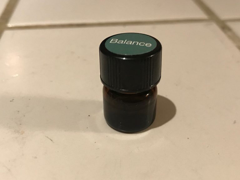 Tiny Brown Glass Sample Bottle of doTerra Balance Oil: 20 ppm Cadmium (considered safe by all standards.)