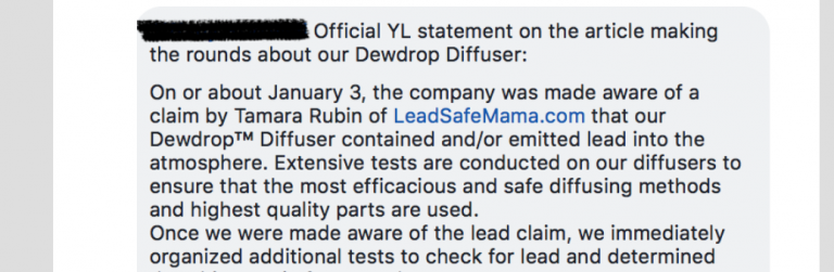 I am so thankful that Young Living was able to confirm my findings that there is Lead in their diffusers! Read my response to their response here.