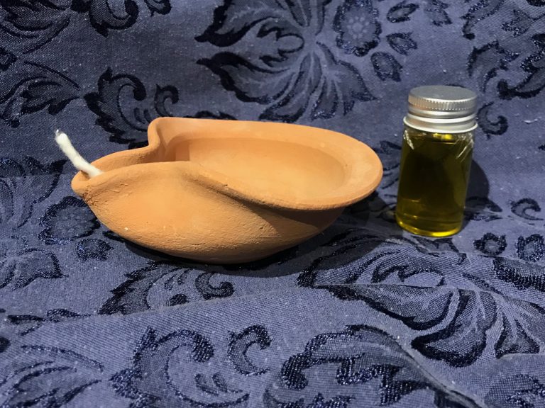 2018 Handmade Bare Unglazed Ceramic Made in Israel Olive Oil Lamp: Lead-Free (One of three lamps tested.)