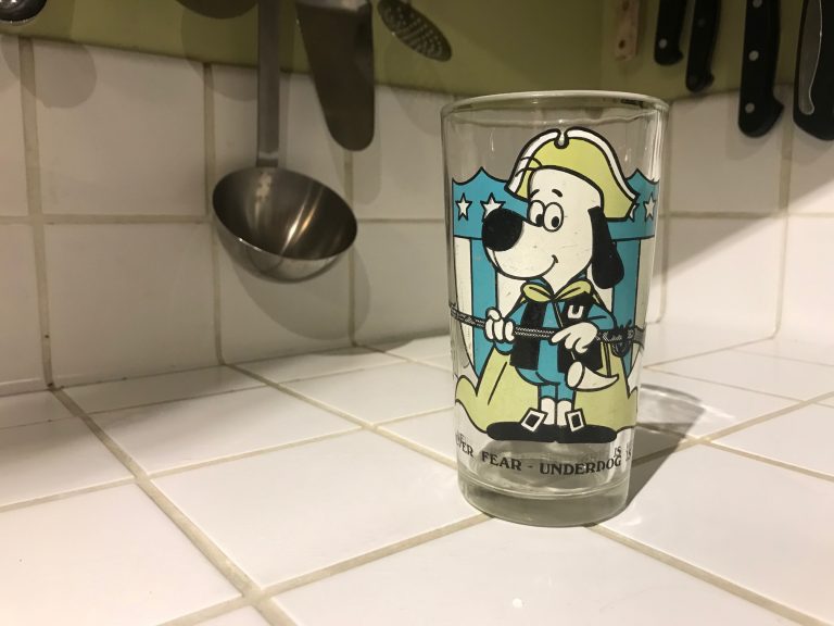 1970s “Never Fear – Underdog is Here” Glass: 57,700 ppm Lead & 695 ppm Cadmium [90 ppm Lead is unsafe for kids.]