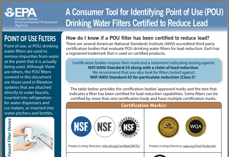 The EPA has a new consumer tool to help you determine if your home water filter removes lead.