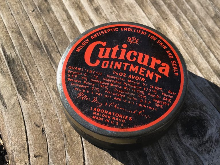 Vintage Tin, Cuticura Ointment: 24,000 ppm Lead + 209 ppm Cadmium. Don’t let your kids play with vintage tins.