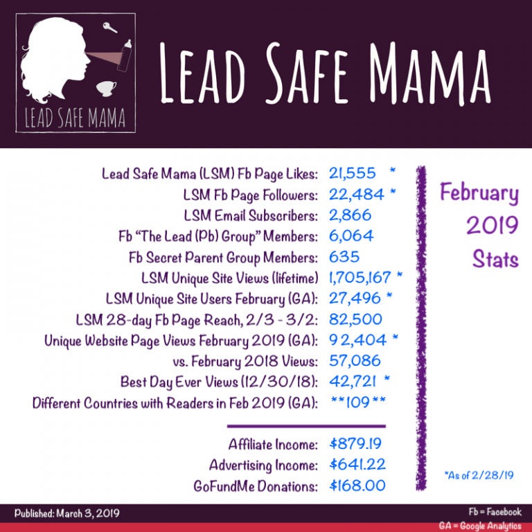 #LeadSafeMama Stats: 92,404 page-views by 27,496 readers in 109 countries in February of 2019!