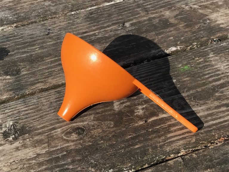 Vintage Orange Tupperware Funnel With Handle: 1,714 ppm Lead + 17 ppm Cadmium + 181 ppm Arsenic