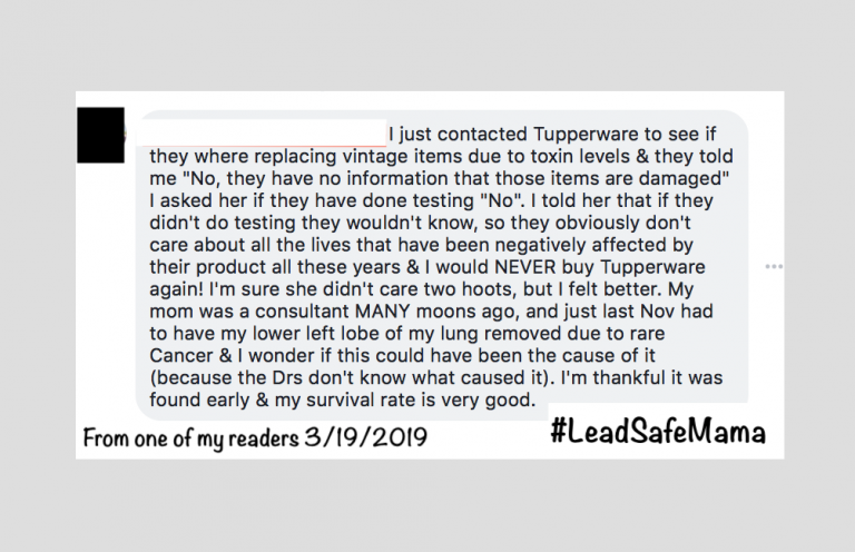 Tupperware’s response to the toxicity concern. A comment from one of my readers that you might find interesting.