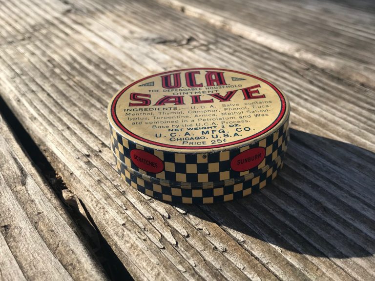 Vintage Tin, UCA Salve: 9,692 ppm Lead + 231 ppm Mercury — Don’t let your kids play with vintage tins