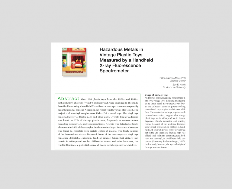 Scientific research paper from 2015 confirming the presence of toxicants in vintage plastics.