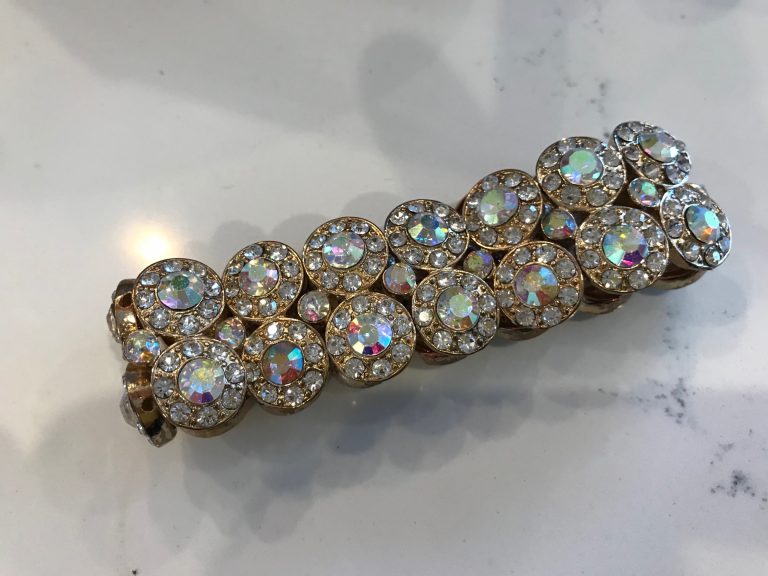 Crystal bracelet (c. 2014), costume jewelry: 70,700 ppm Lead (90 is unsafe) + 149,600 ppm Cadmium (75 ppm is unsafe.)