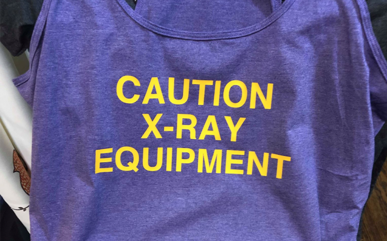 I’m so excited about the new shirt that my friend made me! I’m going to be my own x-ray signage at events!