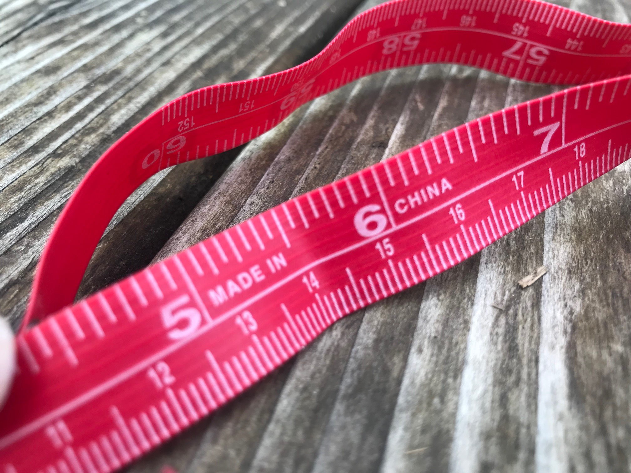 Vintage Red Vinyl Measuring Tape for Sewing: 4,054 ppm Lead. [90 ppm Lead is unsafe in kids items.]